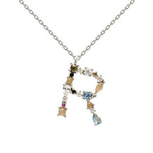 Load image into Gallery viewer, Letter R silver necklace