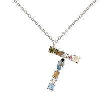 Load image into Gallery viewer, Letter T silver necklace
