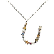 Load image into Gallery viewer, Letter U silver necklace