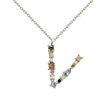 Load image into Gallery viewer, Letter V silver necklace