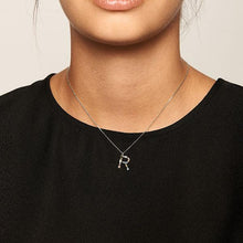 Load image into Gallery viewer, Letter R silver necklace