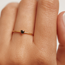 Load image into Gallery viewer, Black Heart Ring Gold
