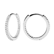 Load image into Gallery viewer, White Medium Hoops Silver
