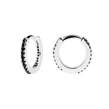 Load image into Gallery viewer, Black Mini Hoops Silver
