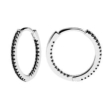Load image into Gallery viewer, Black Medium Hoops Silver
