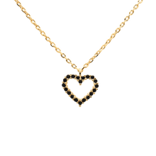 Load image into Gallery viewer, Black Heart Necklace Gold
