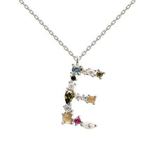 Load image into Gallery viewer, Letter E silver necklace

