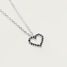 Load image into Gallery viewer, Black Heart Necklace Silver
