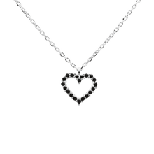 Load image into Gallery viewer, Black Heart Necklace Silver
