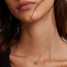 Load image into Gallery viewer, Black Heart Necklace Silver
